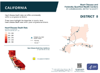 CA Congressional District 08 Heart Disease and Federally Qualified Health Centers Map 118th Congress
