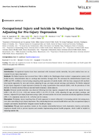 Occupational Injury and Suicide in Washington State Adjusting for PreInjury Depression