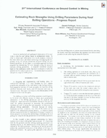 Estimating Rock Strengths Using Drilling Parameters During Roof Bolting Operations  Progress Report