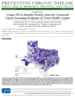 Using GIS to Identify Priority Sites for Colorectal Cancer Screening Programs in Texas Health Centers