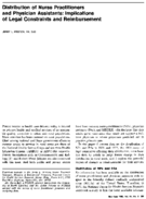 Distribution Of Nurse Practitioners And Physician Assistants Implications Of Legal Constraints And Reimbursement