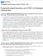 Frequently Asked Questions on COVID19 Testing at Laboratories March 10 2020