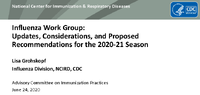 Influenza Work Group Updates Considerations and Proposed Recommendations for the 202021 Season