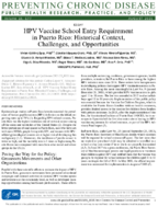 HPV Vaccine School Entry Requirement in Puerto Rico Historical Context Challenges and Opportunities