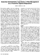 Essential administrative ingredients of risk management as a preventive against malpractice