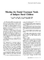 Meeting The Dental Treatment Needs Of Indigent Rural Children
