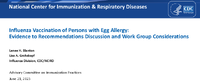 Influenza vaccination of persons with egg allergy  evidence to recommendations discussion and work group considerations