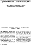 Apparent Changes In Cancer Mortality 1968 A Study Of The Effects Of The Introduction Of The Eighth Revision International Classification Of Diseases