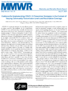 Guidance for Implementing COVID19 Prevention Strategies in the Context of Varying Community Transmission Levels and Vaccination Coverage