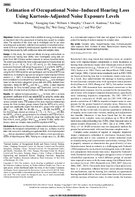 Estimation of Occupational NoiseInduced Hearing Loss Using KurtosisAdjusted Noise Exposure Levels