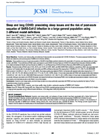 Sleep and Long COVID Preexisting Sleep Issues and the Risk of PostAcute Sequelae of SARSCoV2 Infection in a Large General Population Using 3 Different Model Definitions