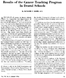 Results of the cancer teaching program in dental schools
