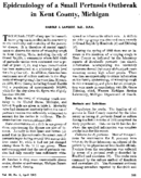 Epidemiology Of A Small Pertussis Outbreak In Kent County Michigan