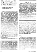 Effect of Public Law 779 on teaching and research at public health schools