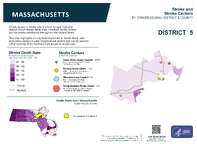 MA Congressional District 05 Stroke and Stroke Centers Map 118th Congress