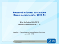 Proposed influenza vaccination recommendations for 201314