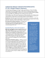 Centers for Disease Control  Prevention CDC FY 2013 Budget Request Summary