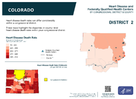 CO Congressional District 02 Heart Disease and Federally Qualified Health Centers Map 118th Congress