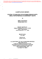 Indepth study report control technology for autobody repair shops small parts painting in a downdraft booth at BASF Corporation Whitehouse Ohio