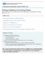 Testing Guidelines for Nursing Homes Interim SARSCoV2 Testing Guidelines for Nursing Home Residents and Healthcare Personnel June 13 2020