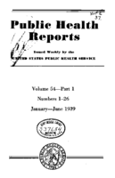 Public Health Reports  v 54 Part 1 numbers 126 JanuaryJune 1939   index