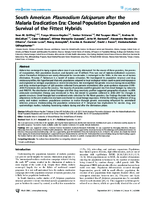 South American Plasmodium falciparum after the Malaria Eradication Era Clonal Population Expansion and Survival of the Fittest Hybrids