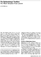 The epidemiologic tradition The Wade Hampton Frost Lecture