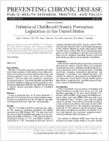 Patterns of Childhood Obesity Prevention Legislation in the United States