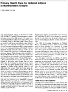 Primary health care for isolated Indians in Northwestern Ontario