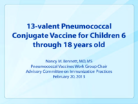 13valent pneumococcal conjugate vaccine for children 6 through 18 years old