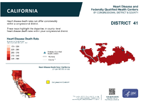 CA Congressional District 41 Heart Disease and Federally Qualified Health Centers Map 118th Congress