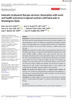 Intensity of Physical Therapy Services Association with Work and Health Outcomes in Injured Workers with Back Pain in Washington State