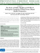 The Role of Public Health in COVID19 Emergency Response Efforts From a Rural Health Perspective