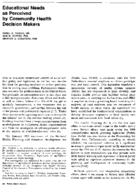 Educational Needs As Perceived By Community Health Decision Makers