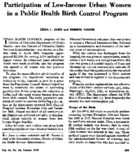 Participation Of LowIncome Urban Women In A Public Health Birth Control Program