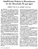 Smallgrants projects in Massachusetts for the chronically ill and aged