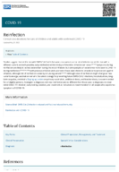 Clinical Care Considerations Clinical Considerations for Care of Children and Adults with Confirmed COVID19 Reinfection