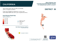 CA Congressional District 50 Heart Disease and Federally Qualified Health Centers Map 118th Congress