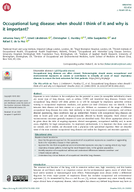 Occupational Lung Disease When Should I Think of It and Why Is It Important