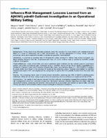 Influenza Risk Management Lessons Learned from an AH1N1 pdm09 Outbreak Investigation in an Operational Military Setting