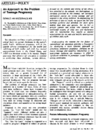 An Approach To The Problem Of Teenage Pregnancy