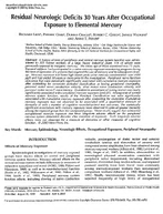 Residual Neurologic Deficits 30 Years After Occupational Exposure to Elemental Mercury