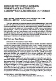 Research Findings Linking Workplace Factors to Cardiovascular Disease Outcomes
