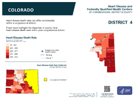 CO Congressional District 04 Heart Disease and Federally Qualified Health Centers Map 118th Congress