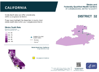 CA Congressional District 32 Stroke and Federally Qualified Health Centers Map 118th Congress