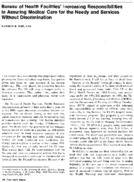 Bureau Of Health Facilities Increasing Responsibilities In Assuring Medical Care For The Needy And Services Without Discrimination