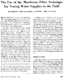The use of the membrane filter technique for testing water supplies in the field