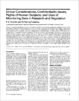 Ethical Considerations Confidentiality Issues Rights of Human Subjects and Uses of Monitoring Data in Research and Regulation
