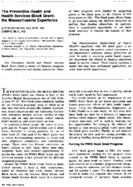 The Preventive Health and Health Services Block Grant the Massachusetts experience