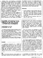 Feasibility of screening young children in day care centersa preliminary investigation